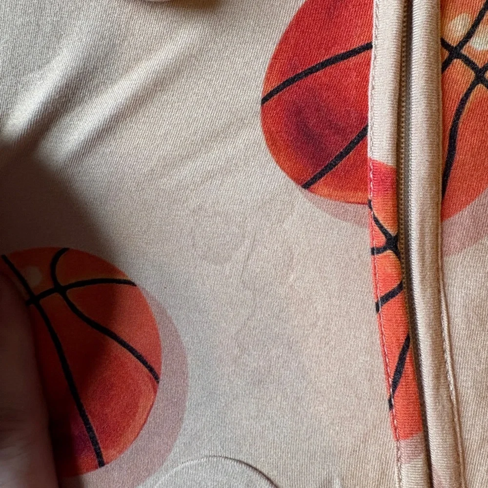 Bums & Roses Basketball Print One Piece Toddler Pajamas Bamboo Viscose. 18-24 Mo